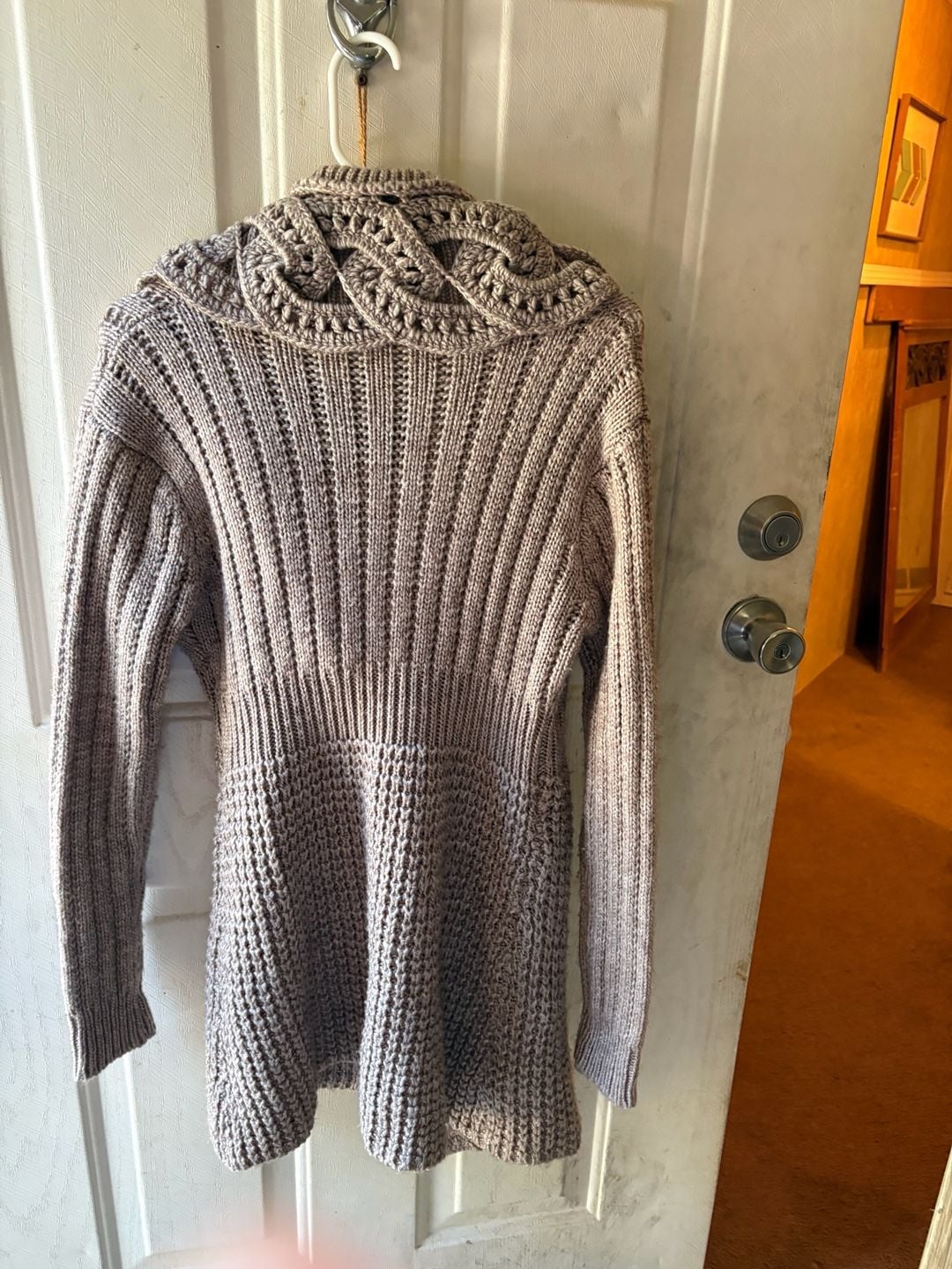 John Fashion Crochet Cardigan Sweater Taupe 3