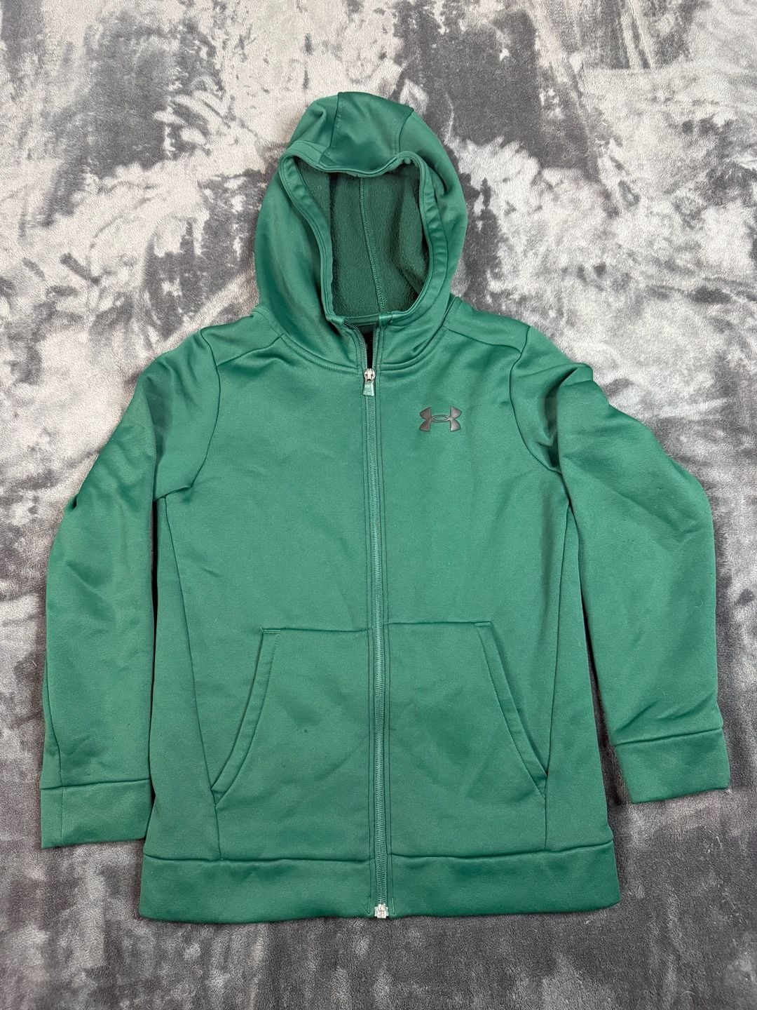 Kids Under Armour Fleece Full Zip Hoodie YMD Green Youth Medium # 93 2