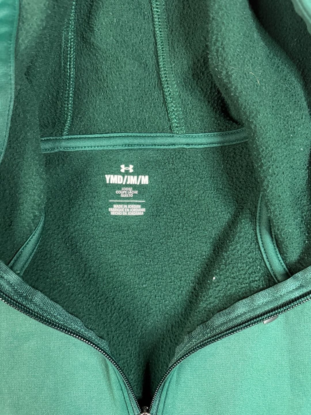Kids Under Armour Fleece Full Zip Hoodie YMD Green Youth Medium # 93 3