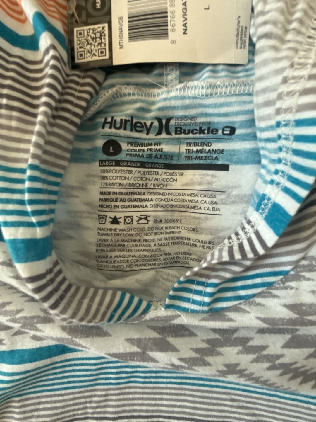 Hurley Navigator Hoodie Size L Striped Aztec 5