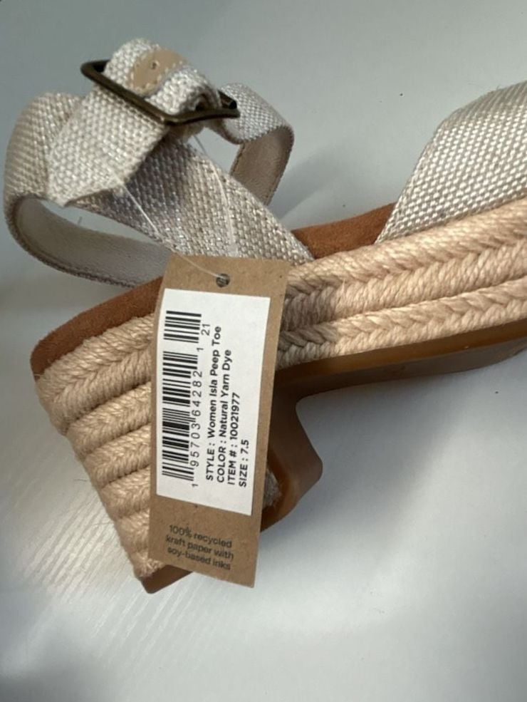 TOMS Isla Peep Toe Heeled Sandal Natural Yarn Dye 8