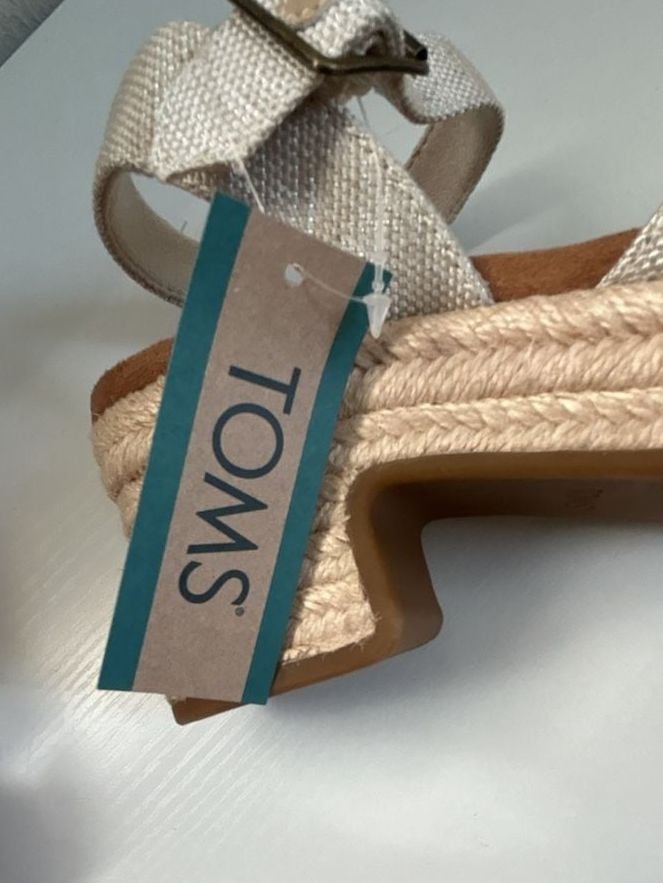TOMS Isla Peep Toe Heeled Sandal Natural Yarn Dye 9