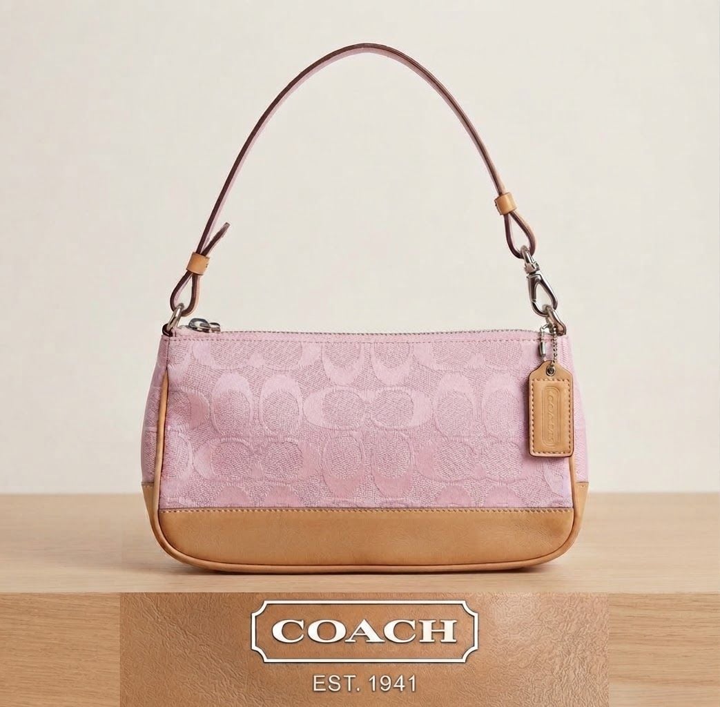 Coach Signature Demi Bag 6094 Pink Monogram Shoulder Handbag 2