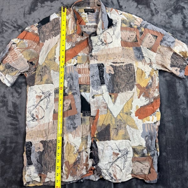 Men’s Riscatto Italia Abstract Art Short Sleeve Button Up Shirt Multi # 94