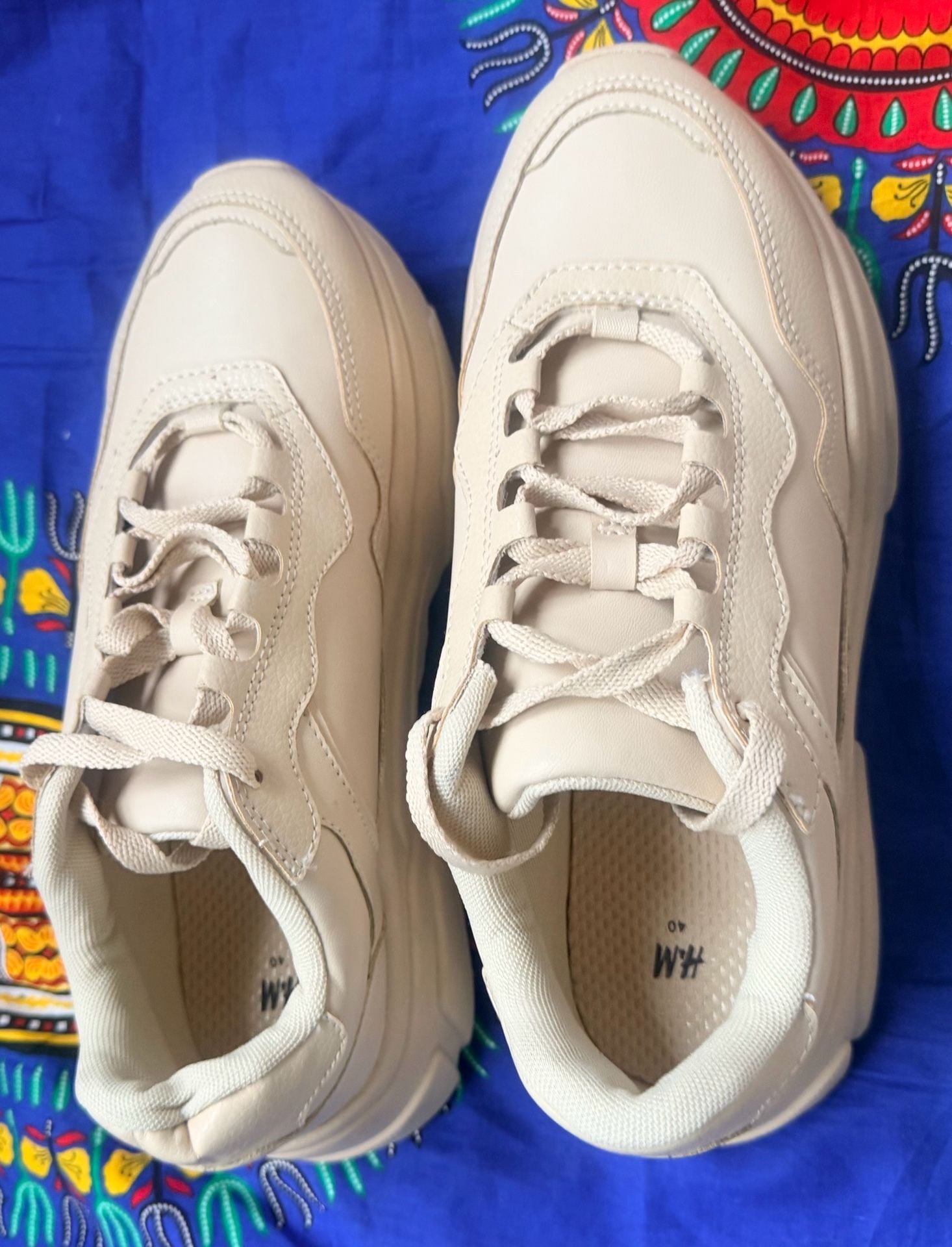 H&M Chunky Platform Sneakers Size 40 Beige 8