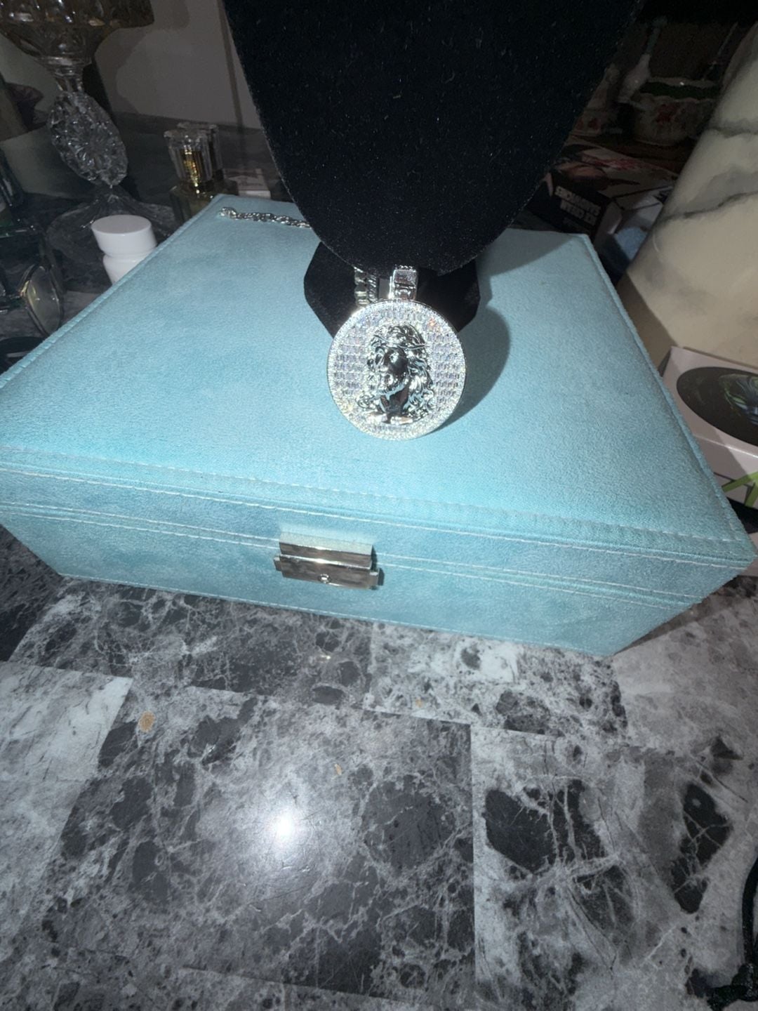 14k white gold thermal infused over brass Jesus medallion ice cz stones 4