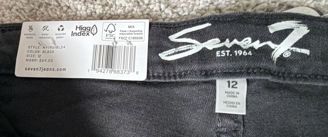 Seven7 Skinny Jeans Size 12 Black Denim Pants 5