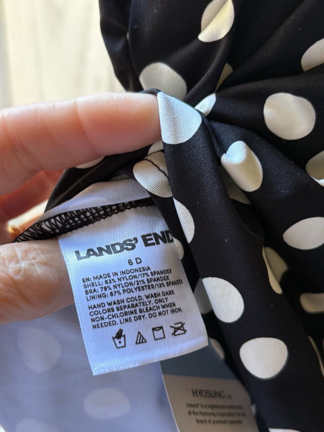 Lands' End Women's D-Cup Side Tie Tankini Top - 14 - Black/Egret Mixed Tossed Dots : 4