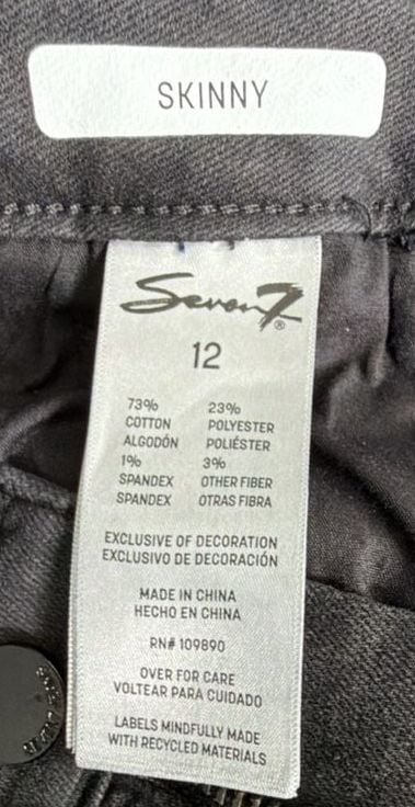 Seven7 Skinny Jeans Size 12 Black Denim Pants 6