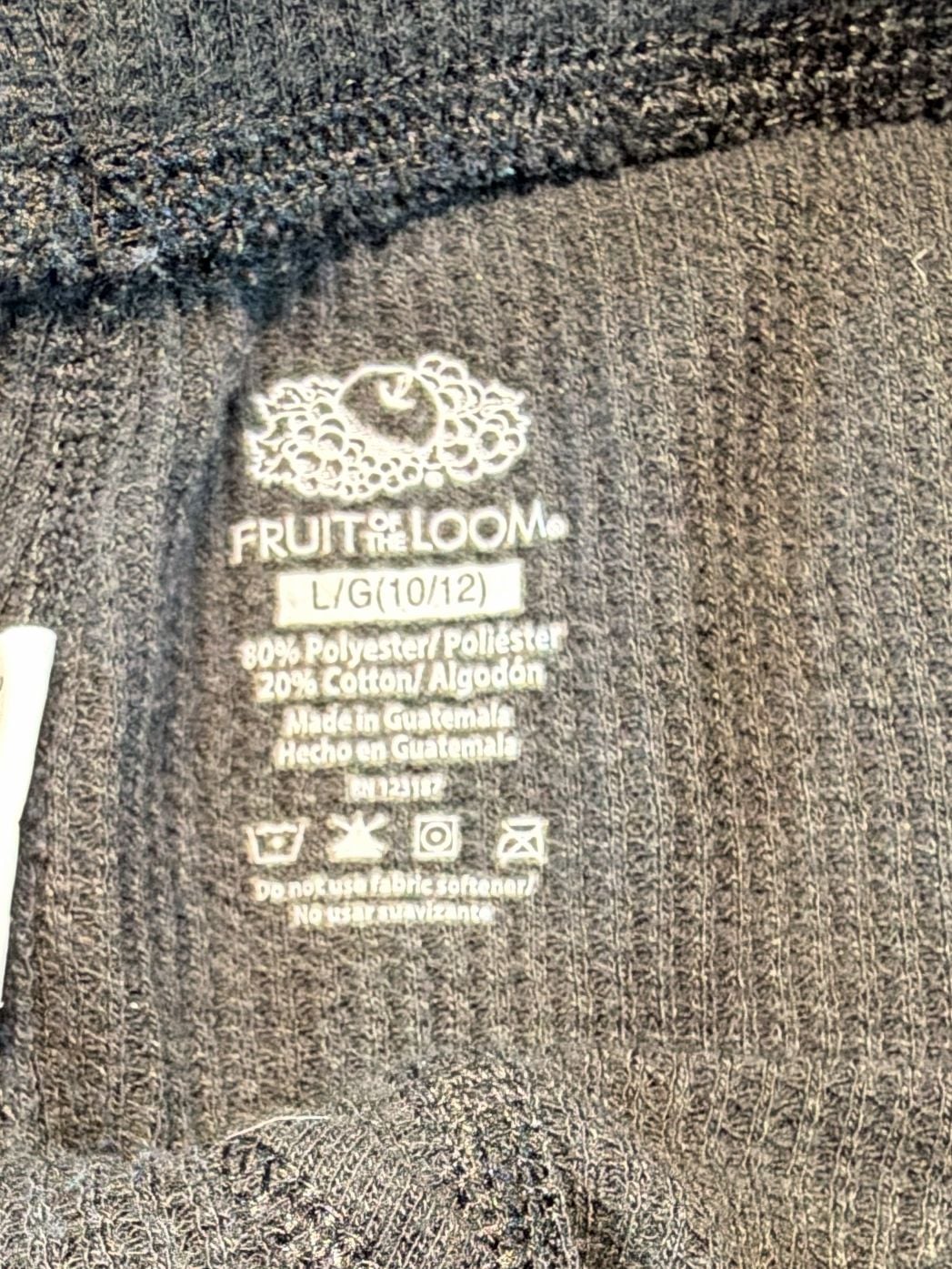 Fruit of the Loom Thermal Waffle Long Johns Set Size L Black Cotton Blend 12