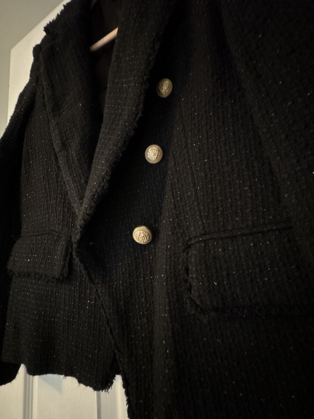 Generation Love Tweed Blazer Size M Black Gold Buttons 3