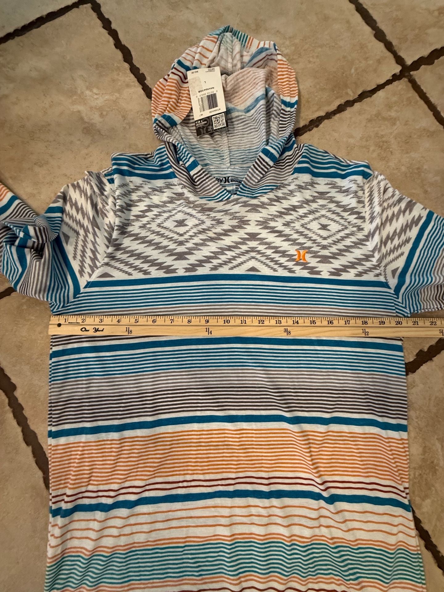 Hurley Navigator Hoodie Size L Striped Aztec 8
