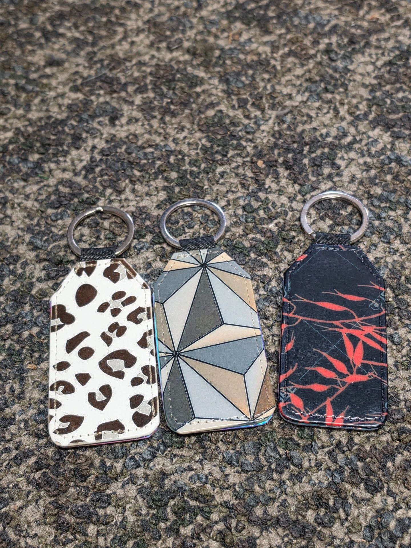 Assorted Keychains Key Ring Set Of 3 Printed Design 1