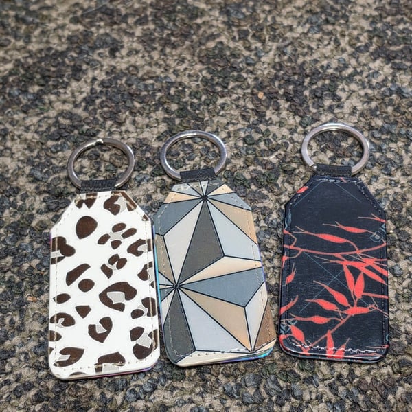 Assorted Keychains Key Ring Set Of 3 Printed Design