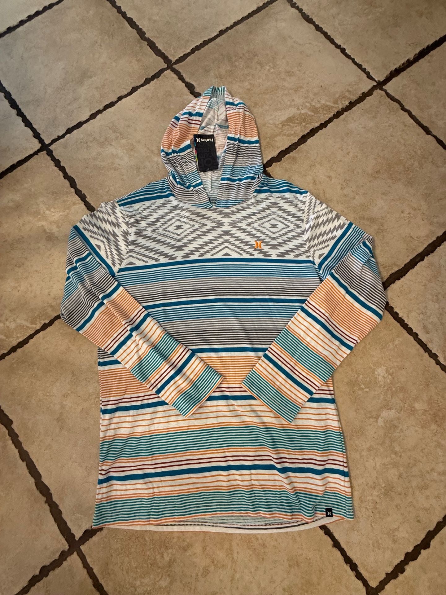 Hurley Navigator Hoodie Size L Striped Aztec 10