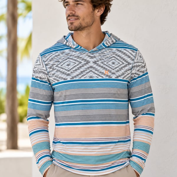 Hurley Navigator Hoodie Size L Striped Aztec