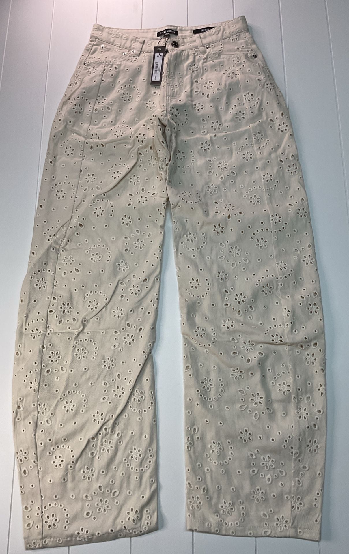 NWT Steve Madden The Rori Straight Leg Jeans Size 26 Sea Mist Eyelet 4