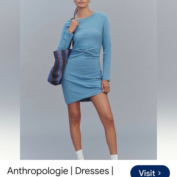 Daily Practice Long Sleeve Twist Back Dress Size M Blue Mini