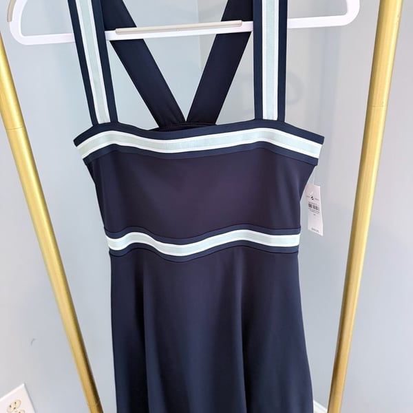 Lou & Grey Athletic Dress Size M Blue Striped Activewear Skort Dress. Tags attached. 