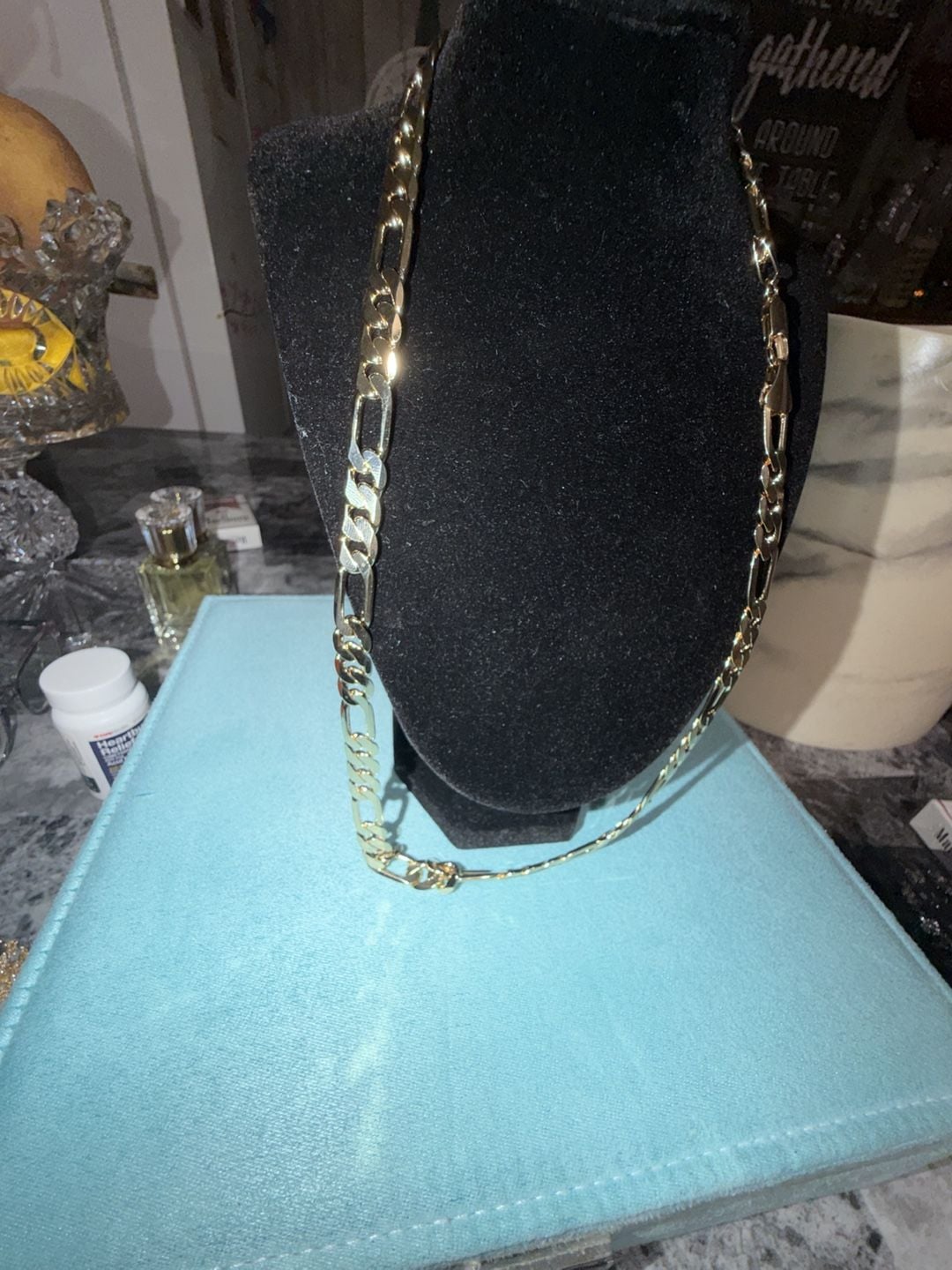 14K Gold thermal infused over brass Figaro Chain 24 Inch 3