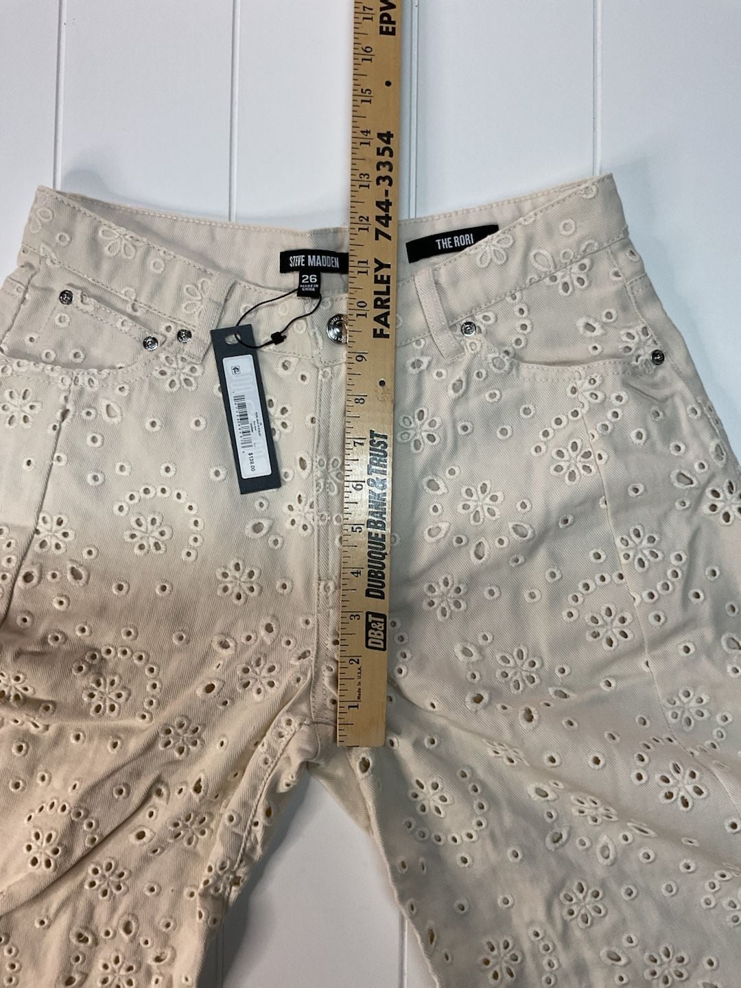 NWT Steve Madden The Rori Straight Leg Jeans Size 26 Sea Mist Eyelet 6