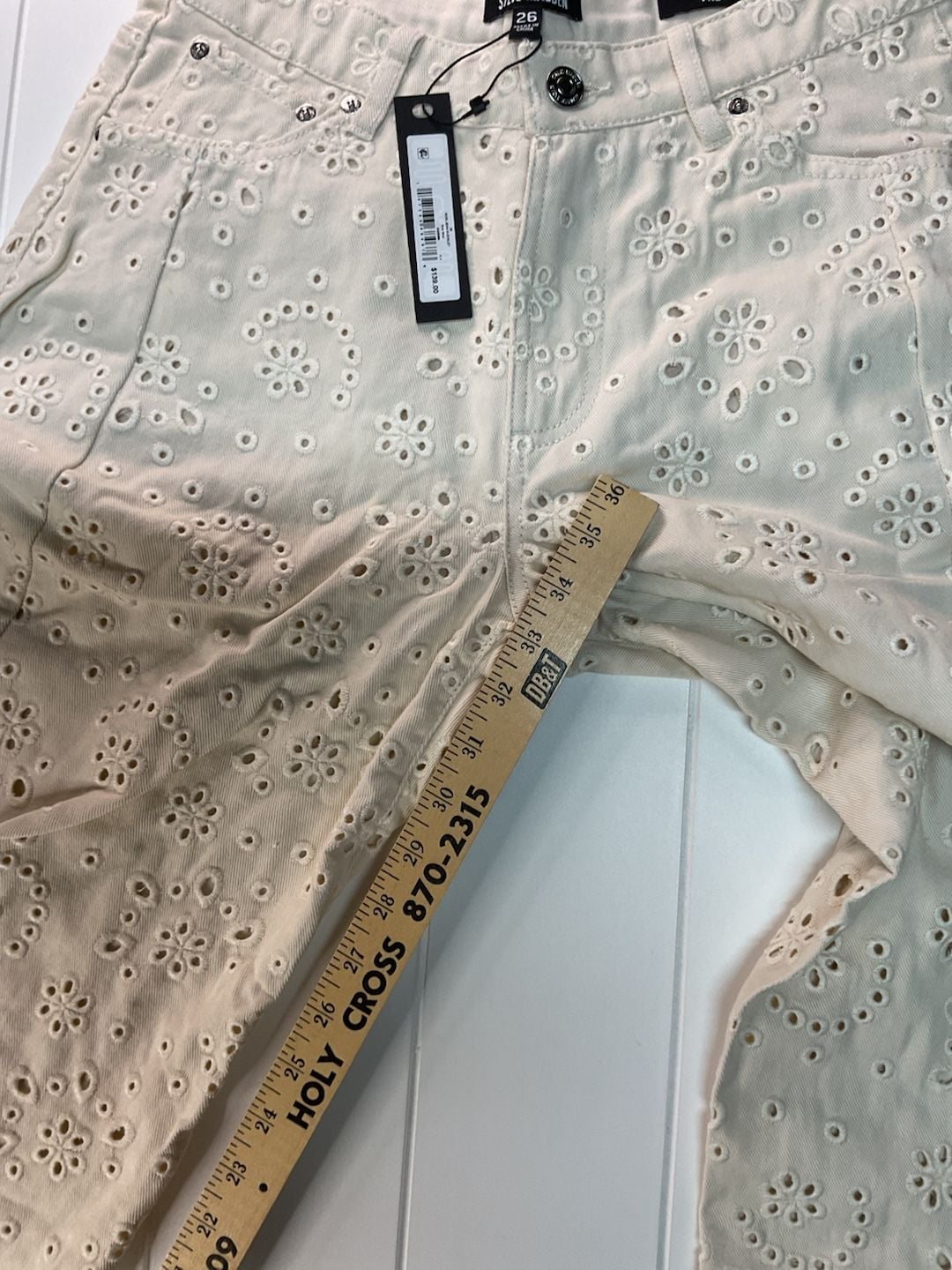 NWT Steve Madden The Rori Straight Leg Jeans Size 26 Sea Mist Eyelet 7