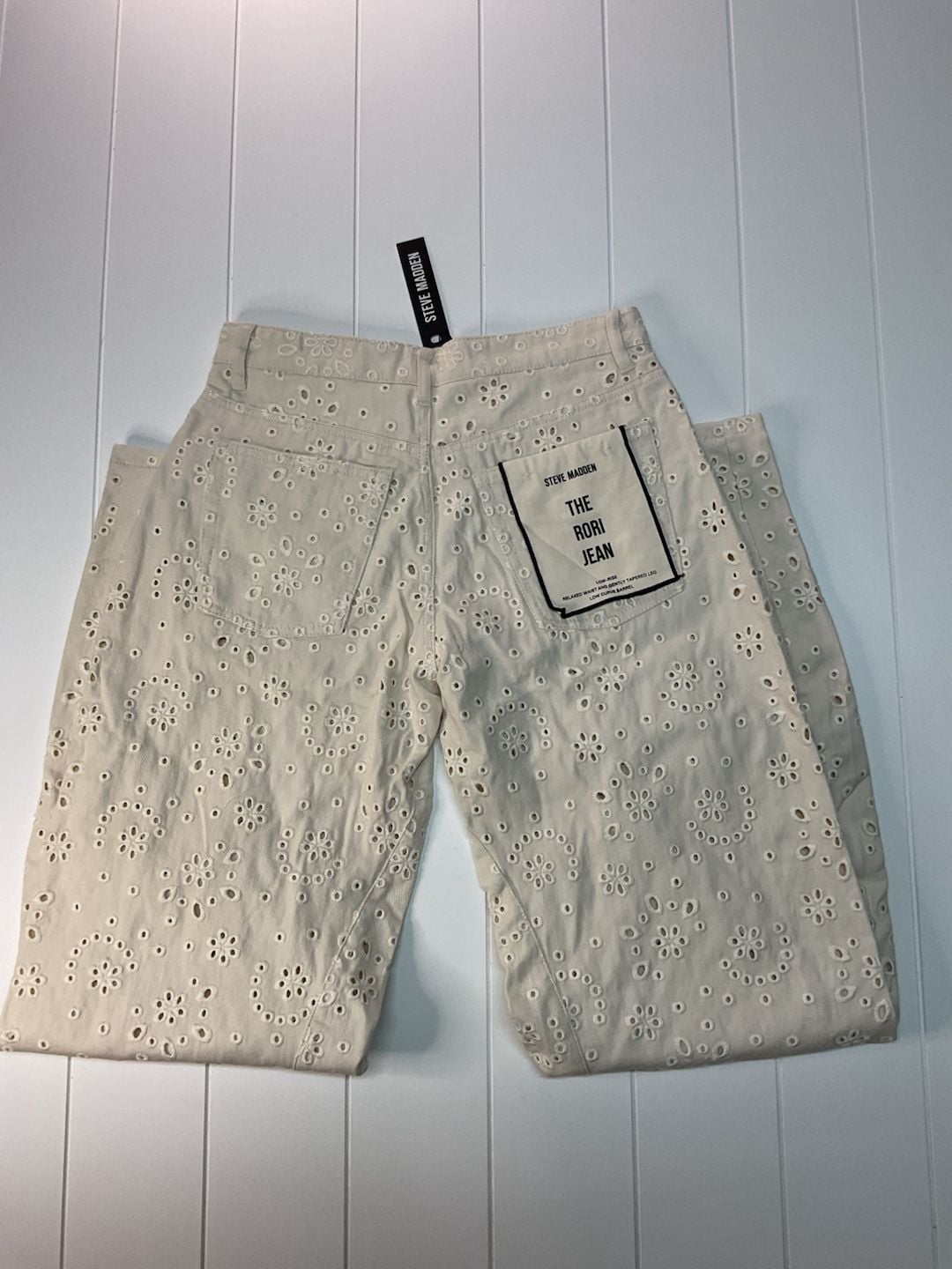 NWT Steve Madden The Rori Straight Leg Jeans Size 26 Sea Mist Eyelet 9