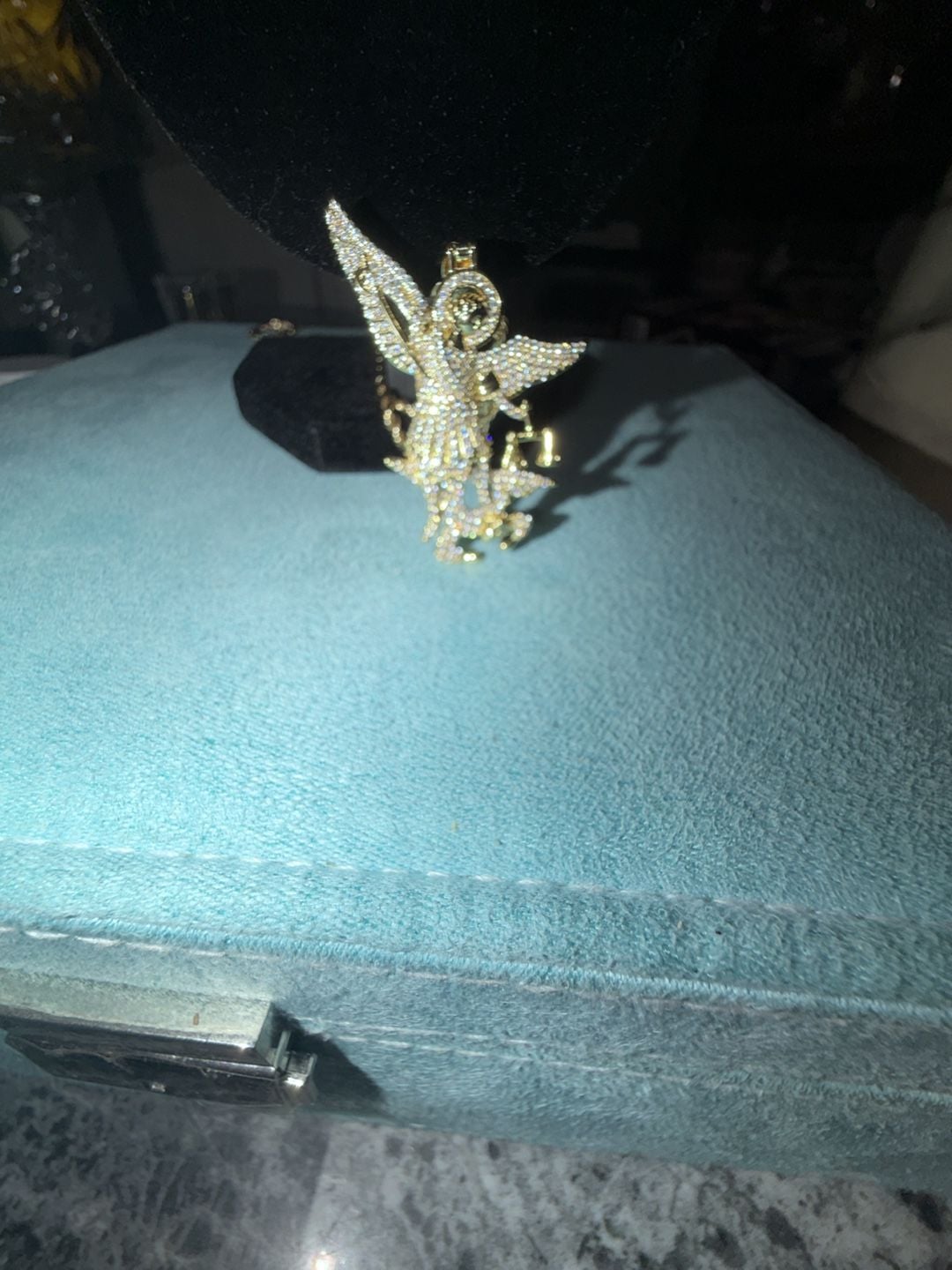 Saint Michael thermal infused over brass ice cz Pendant 2