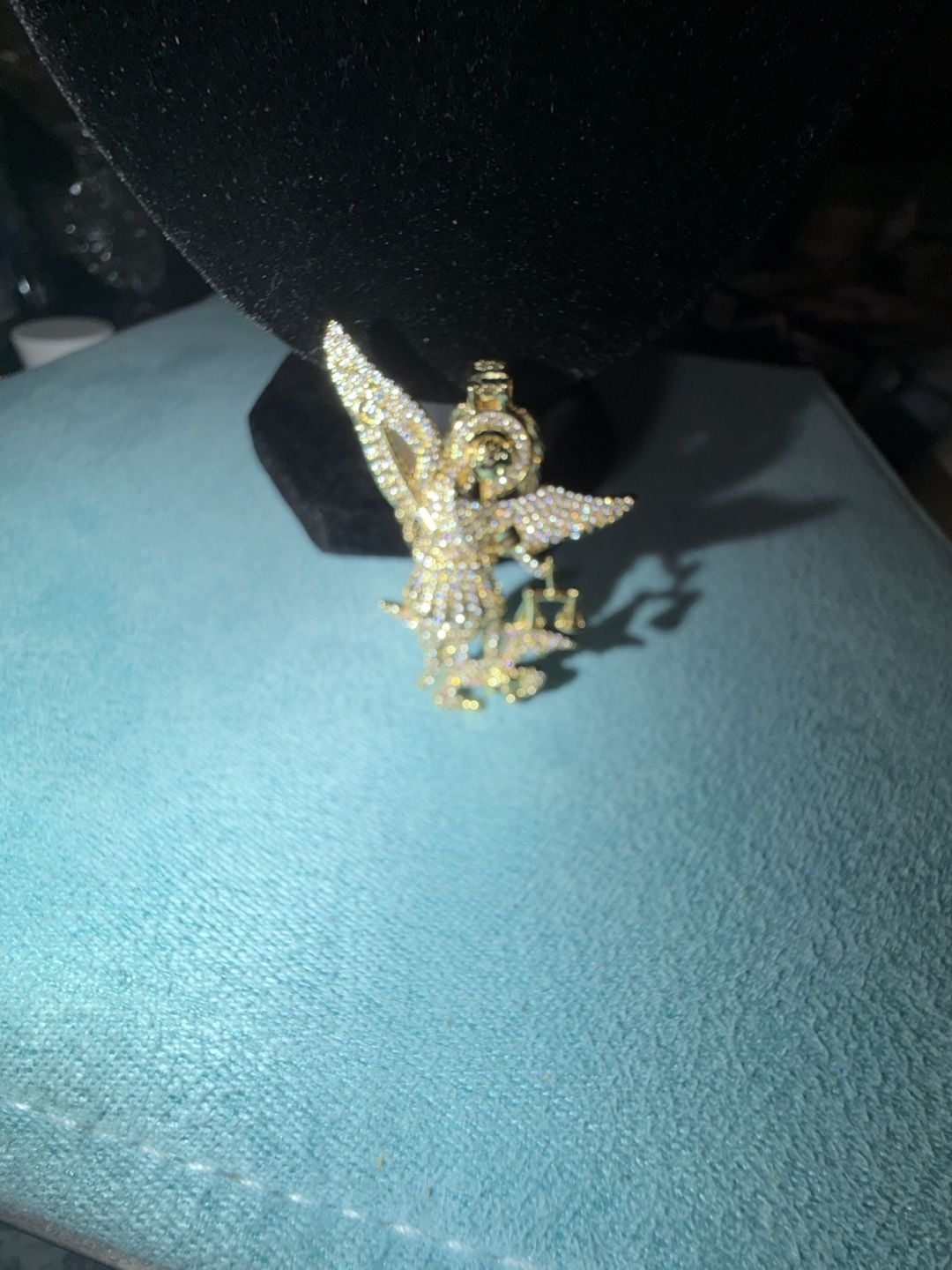 Saint Michael thermal infused over brass ice cz Pendant 3