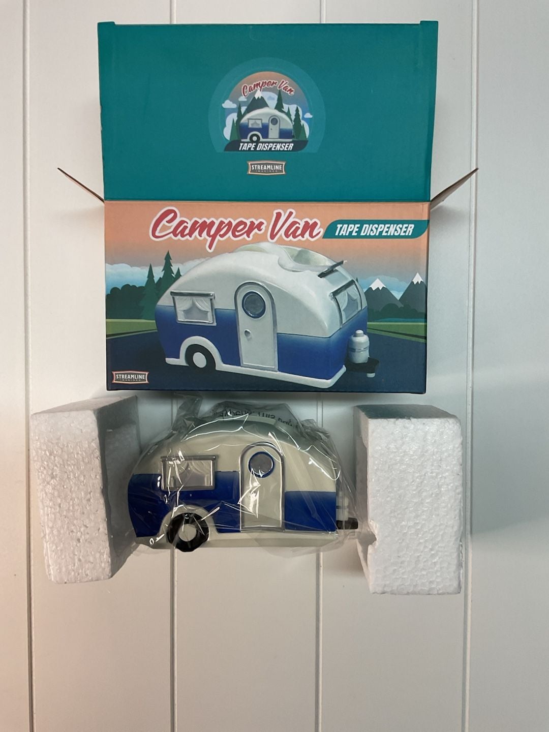 Streamline Camper Van Tape Dispenser Blue White Retro Office Desk Accessory 1