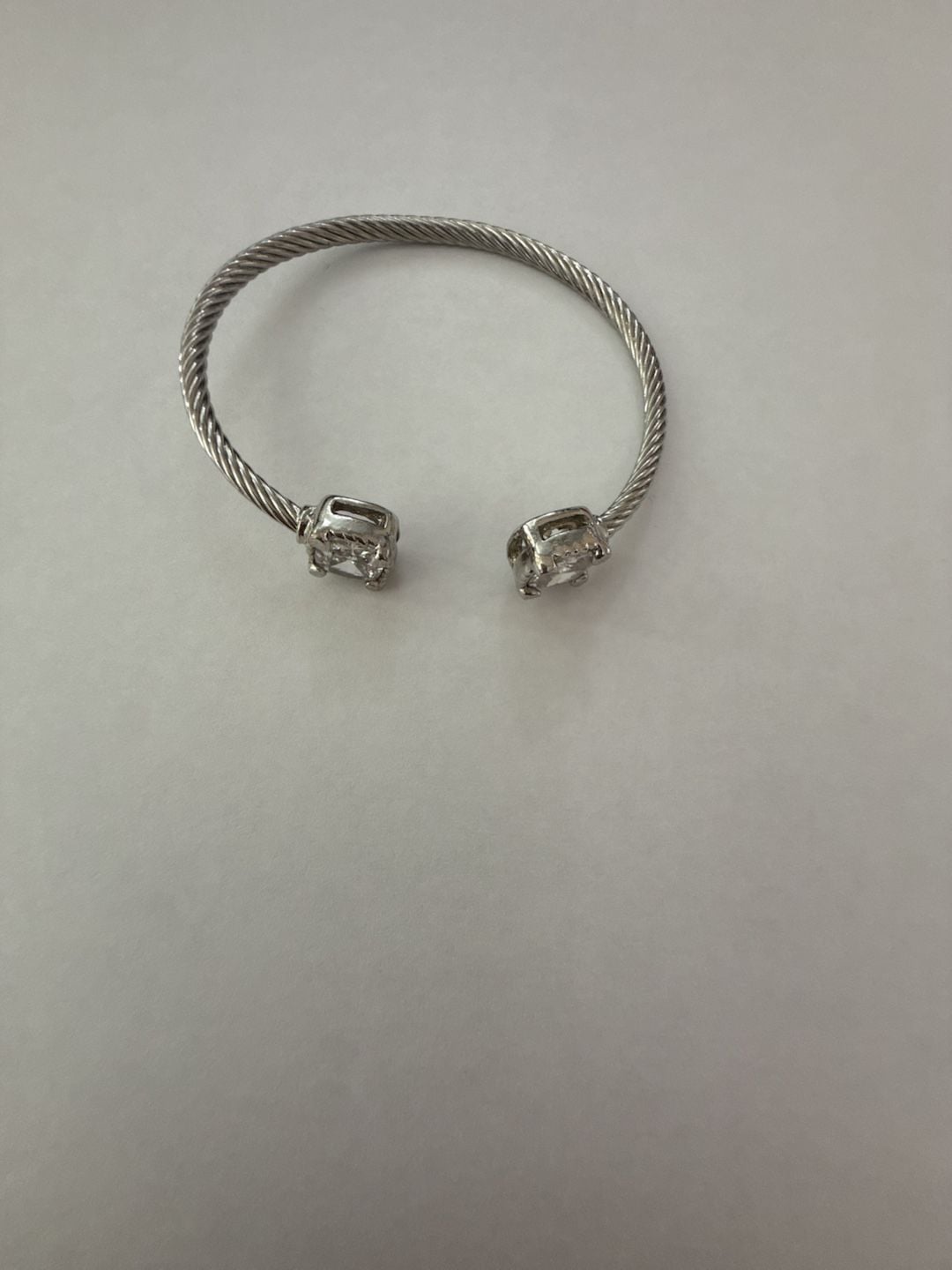 Silver Tone CZ Cable Cuff Bracelet 2