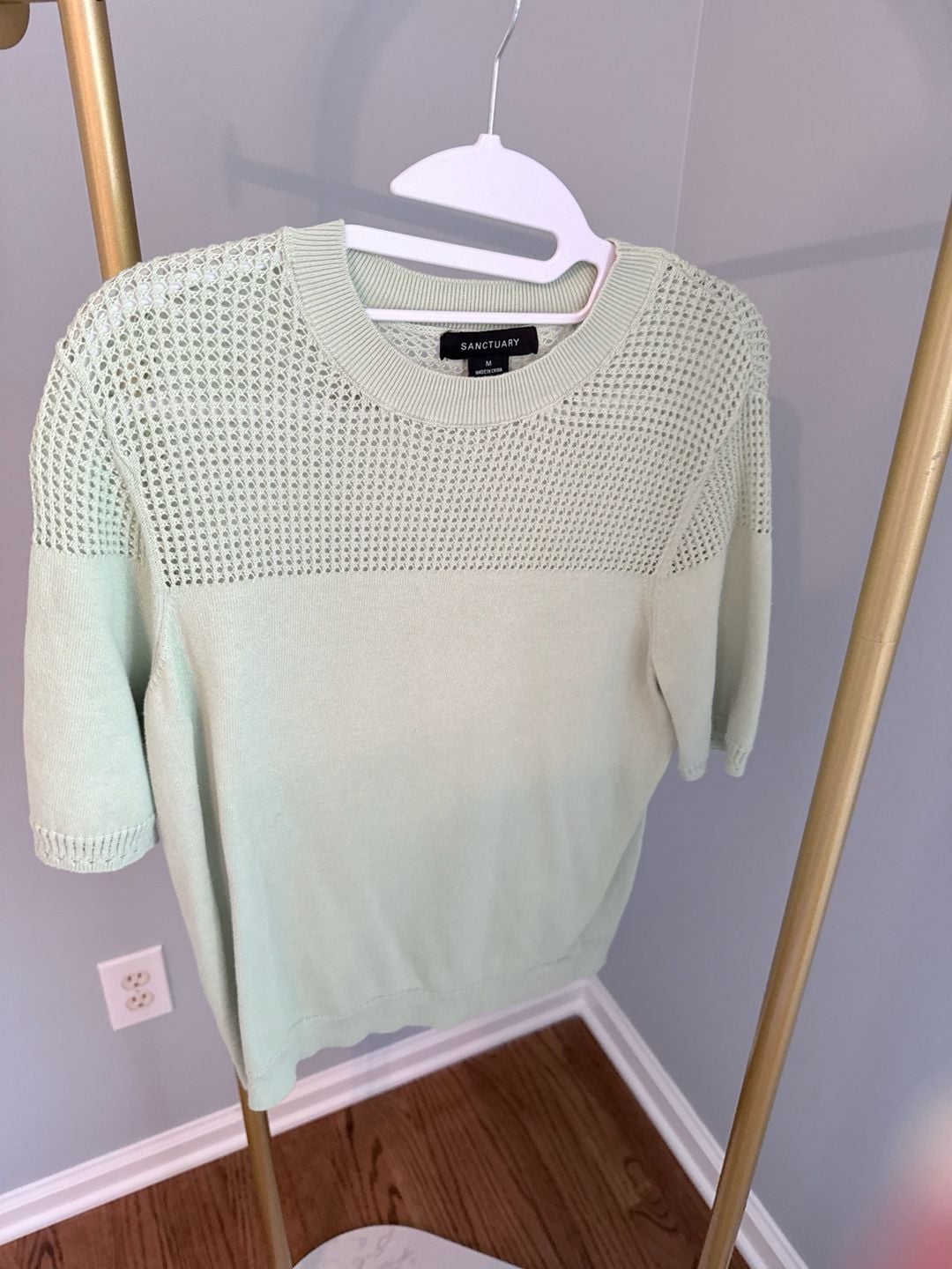 Sanctuary Mix Stitch Tee Size M Sage Green Cotton Sweater 3