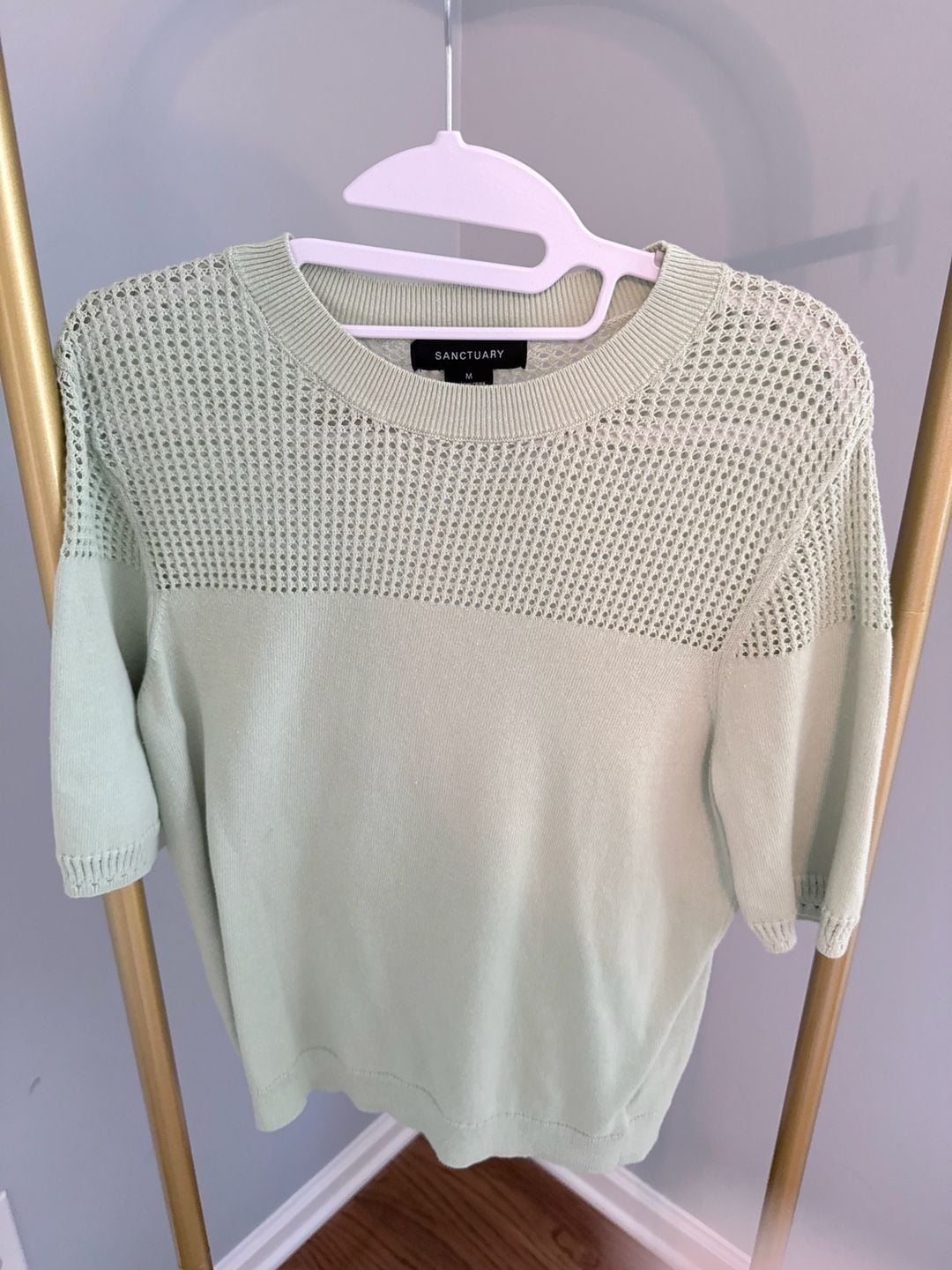Sanctuary Mix Stitch Tee Size M Sage Green Cotton Sweater 4