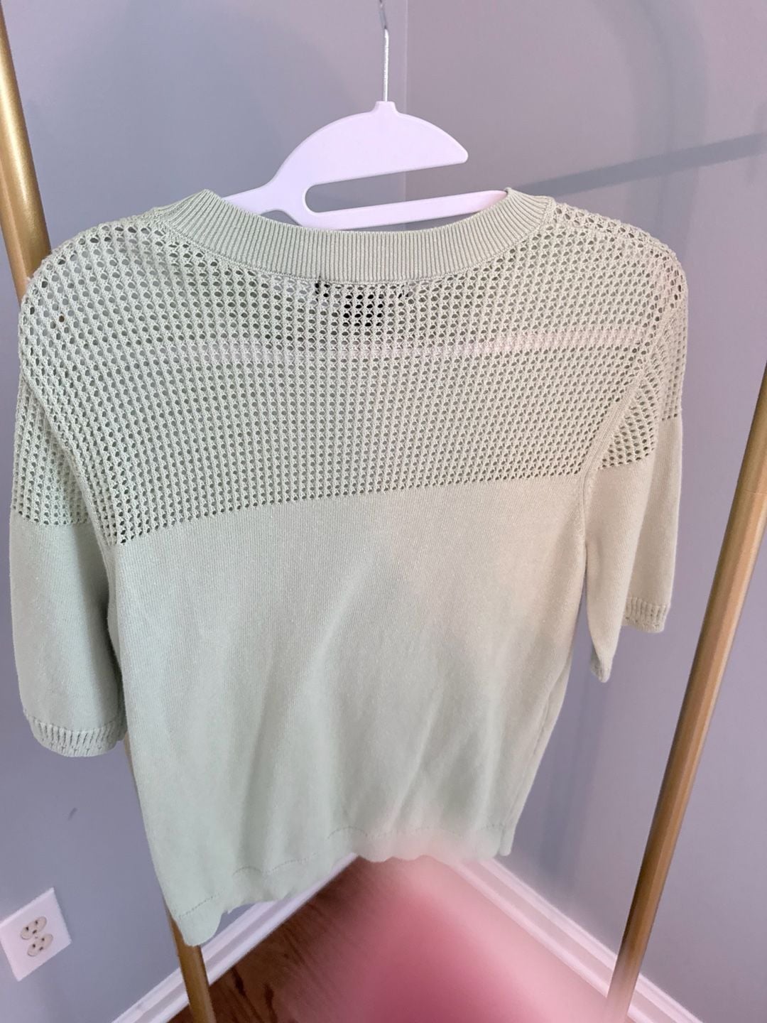 Sanctuary Mix Stitch Tee Size M Sage Green Cotton Sweater 6