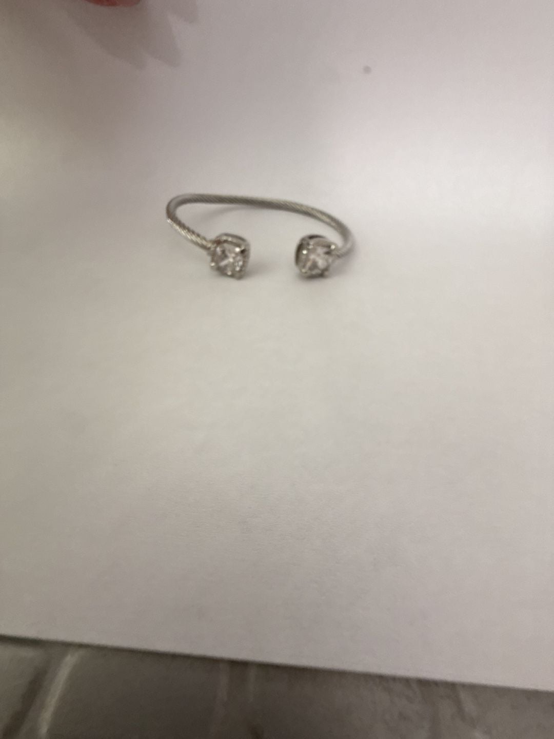 Silver Tone CZ Cable Cuff Bracelet 3