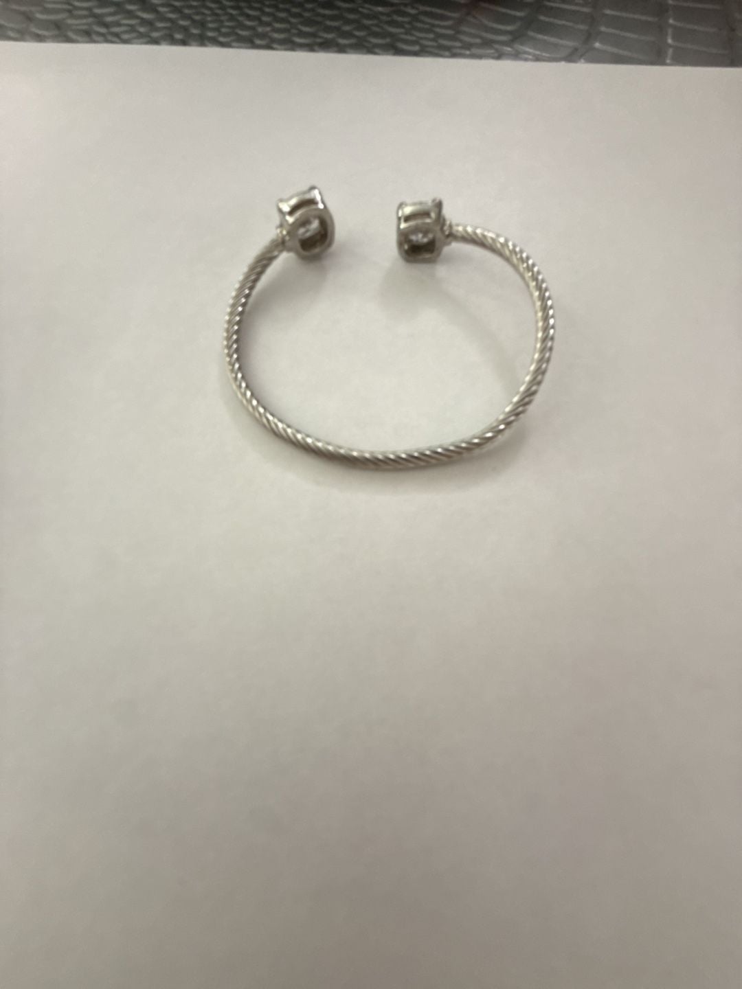 Silver Tone CZ Cable Cuff Bracelet 4