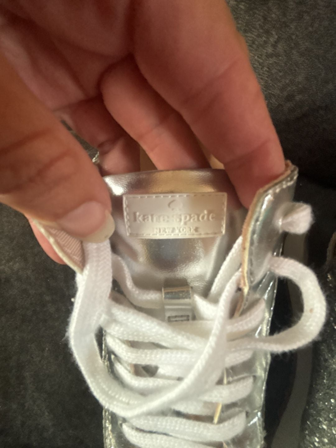 Kate Spade Felicia Sneakers Size 7.5 Silver Glitter 3