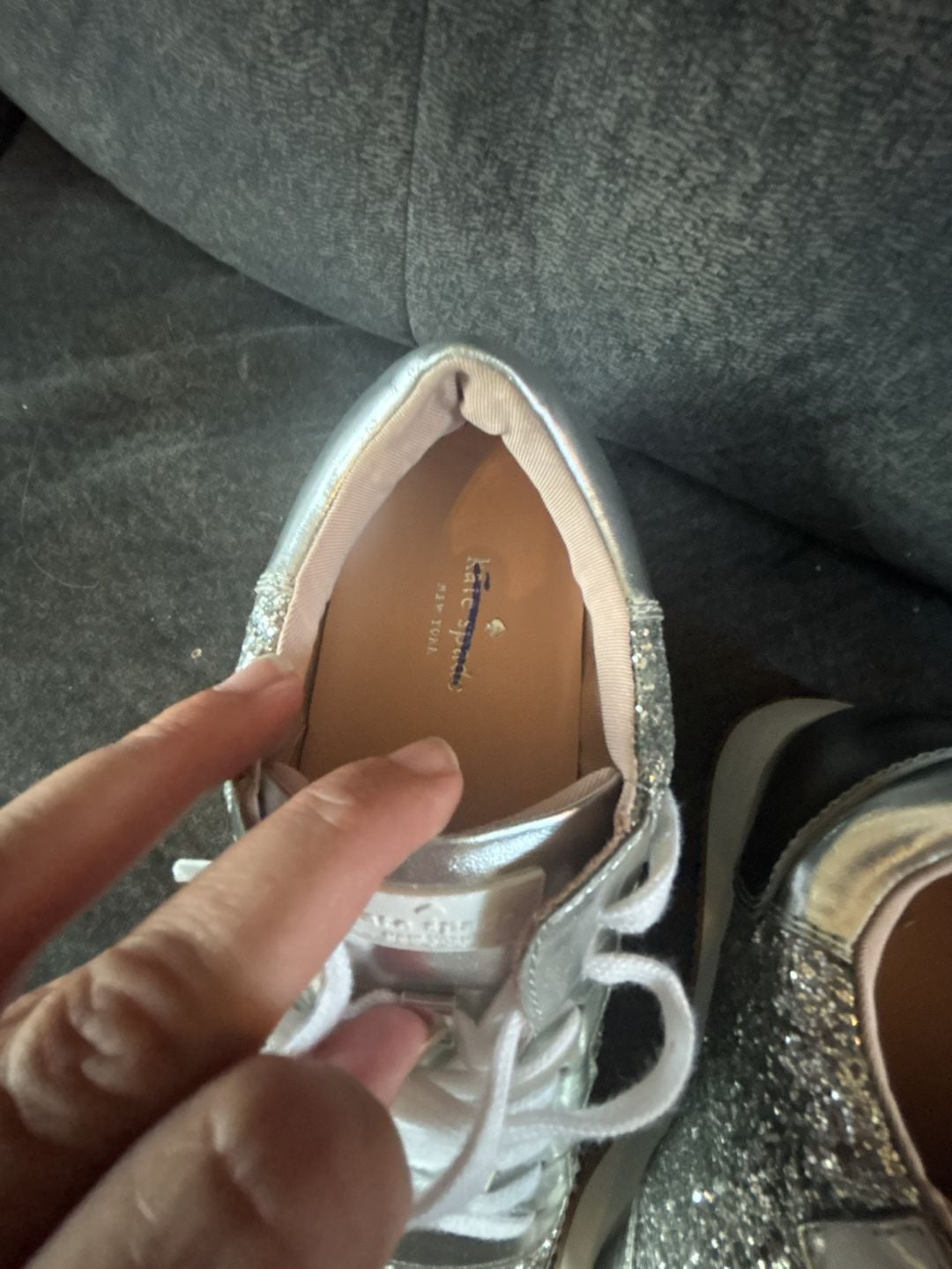 Kate Spade Felicia Sneakers Size 7.5 Silver Glitter 4
