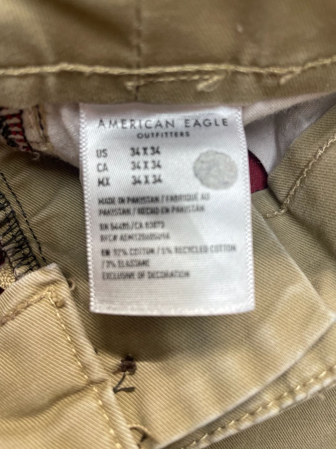 American Eagle Khaki Pant Size 34X34 Tan Flex Chino 5