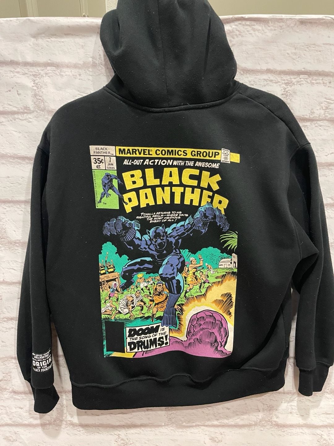 Marvel Black Panther Comic Graphic Hoodie Black Youth 14-16 XXS 4