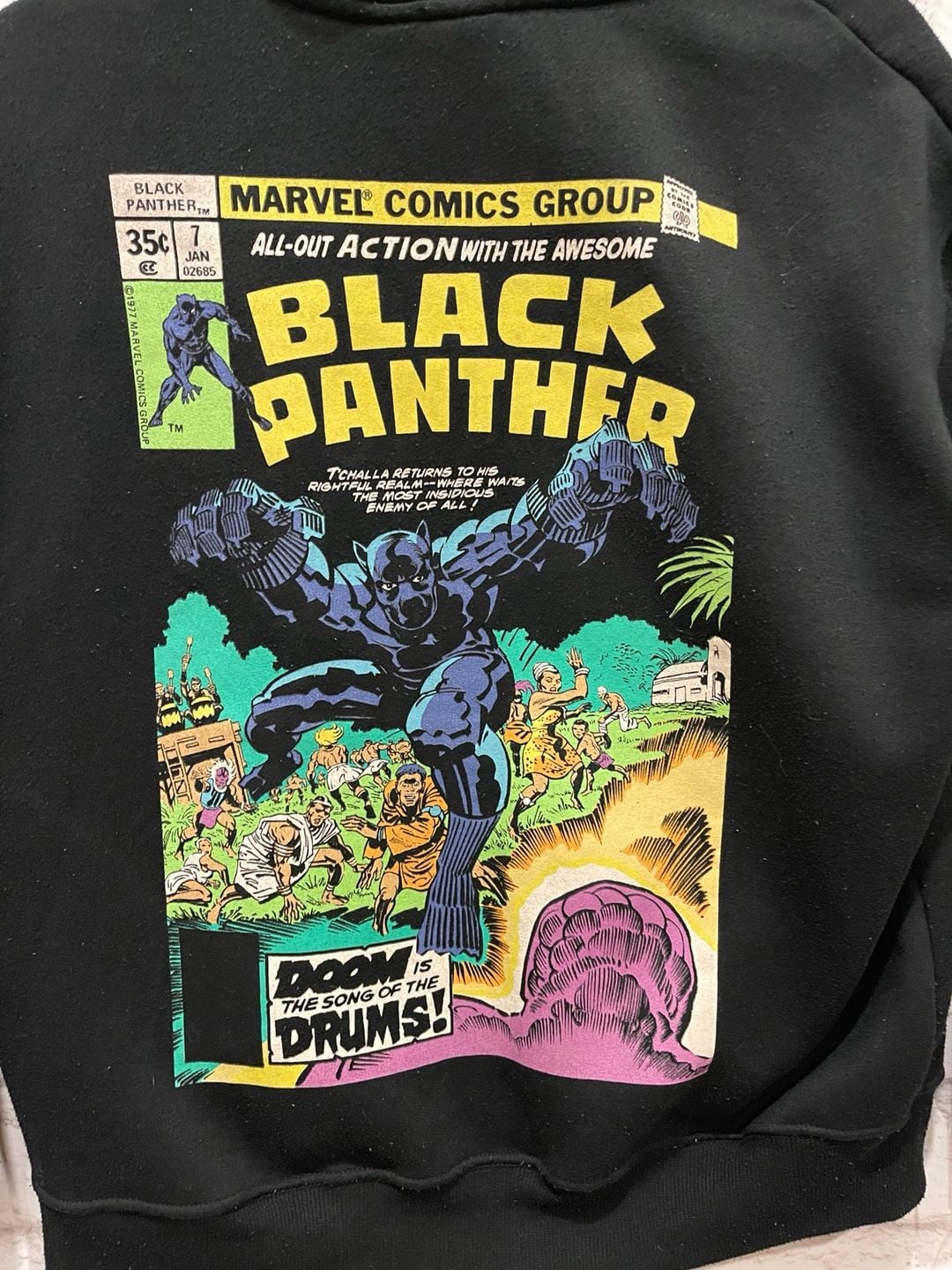 Marvel Black Panther Comic Graphic Hoodie Black Youth 14-16 XXS 5