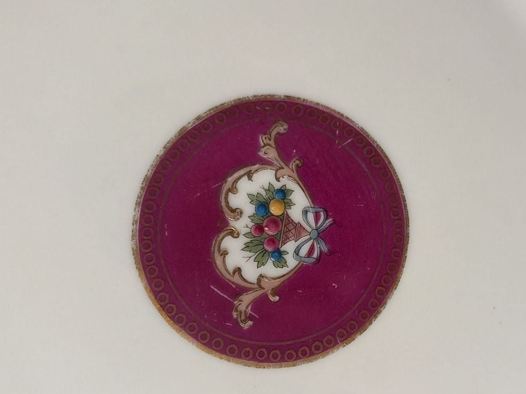 Antique R.S. Tillowitz Diana China Germany Magenta Gold Porcelain Plates. Plates Set of 8. 3