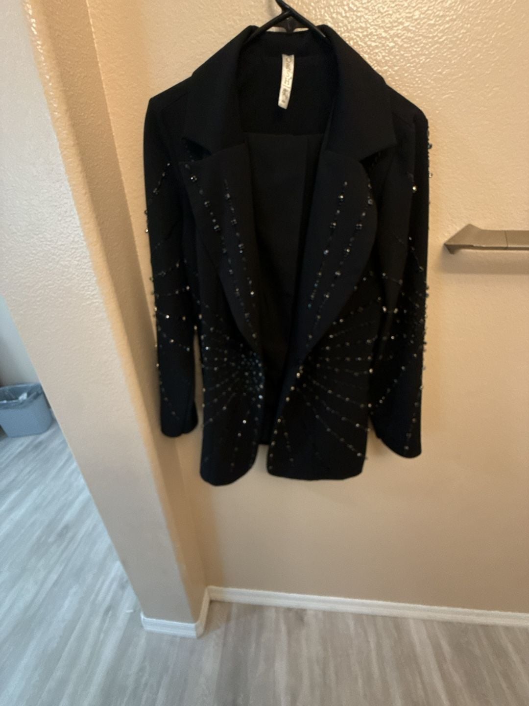 Korsh Blazer Size 44 Black Beaded Pantsuit Two Piece Set 4