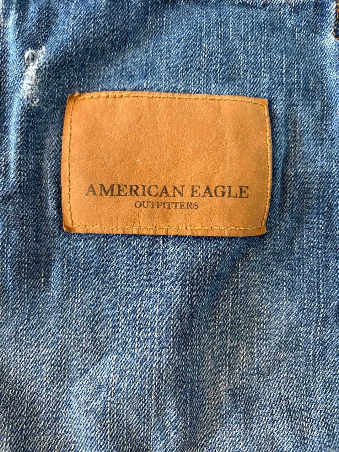 American Eagle Distressed Denim Tote Shoulder Bag Medium Size 4