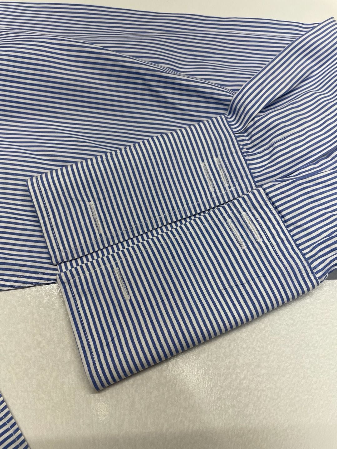 Charles Tyrwhitt Dress Shirt 18/37in Blue White Cotton Striped Long Sleeve 3