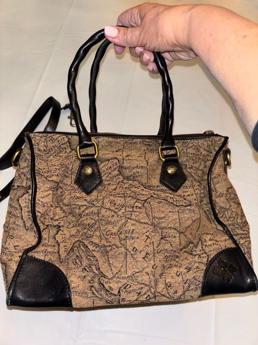 Patricia Nash Skye Satchel Vintage Map Print Jacquard Handbag 2