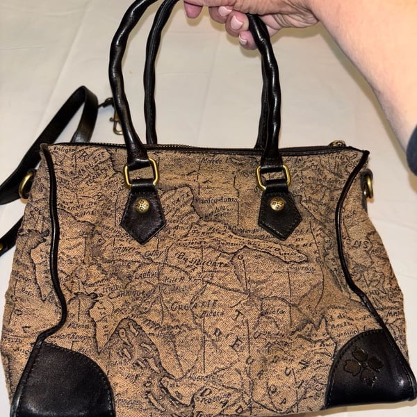 Patricia Nash Skye Satchel Vintage Map Print Jacquard Handbag