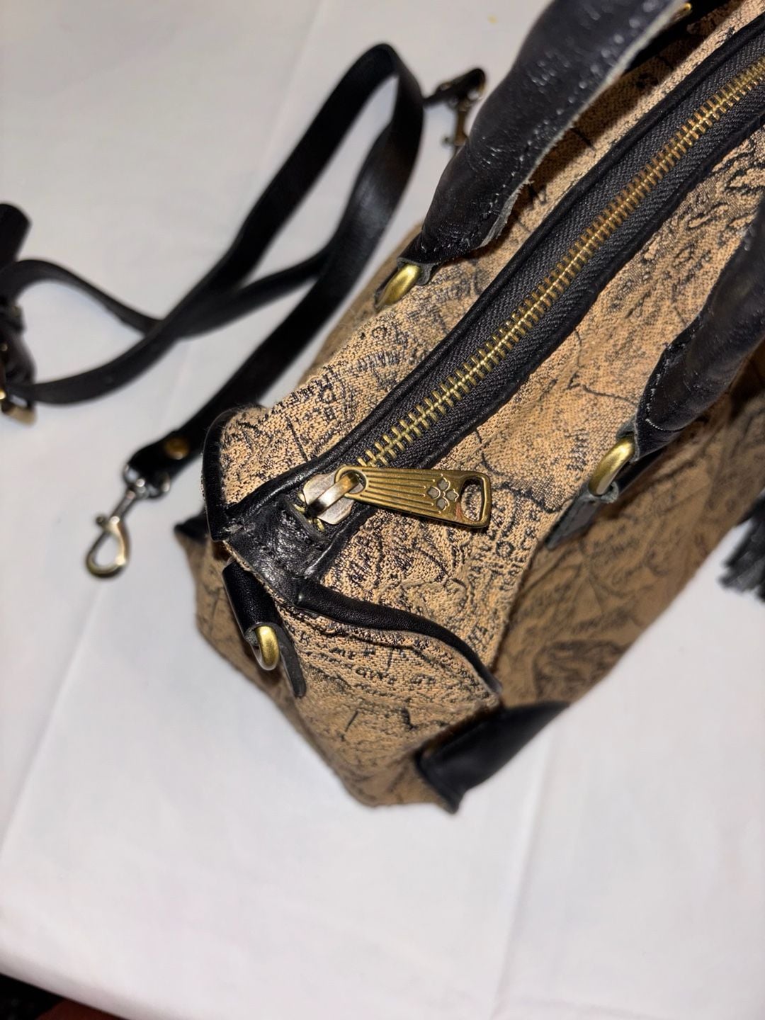 Patricia Nash Skye Satchel Vintage Map Print Jacquard Handbag 4