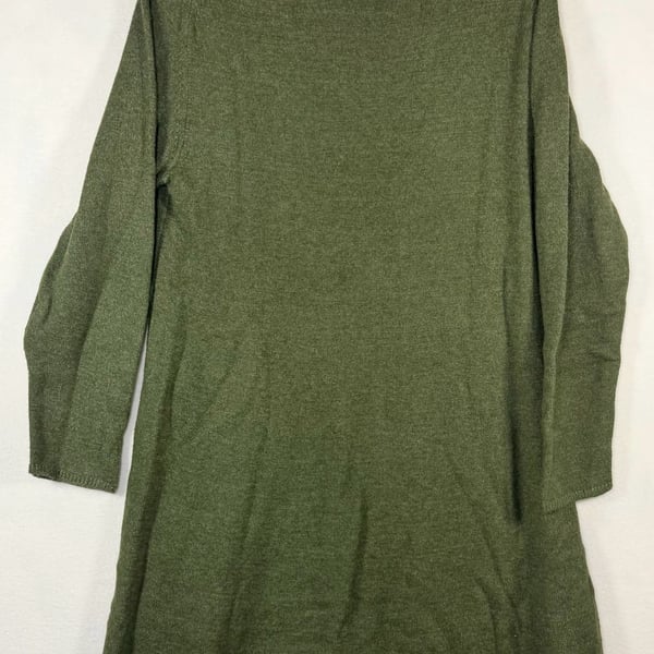 Tempo Paris Knit Sweater Dress Crewneck 3/4 Sleeve Olive Green Women’s XL
