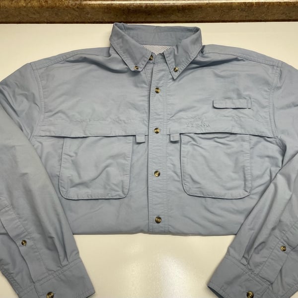 L.L.Bean Long-Sleeve Fishing Shirt Blue Vented